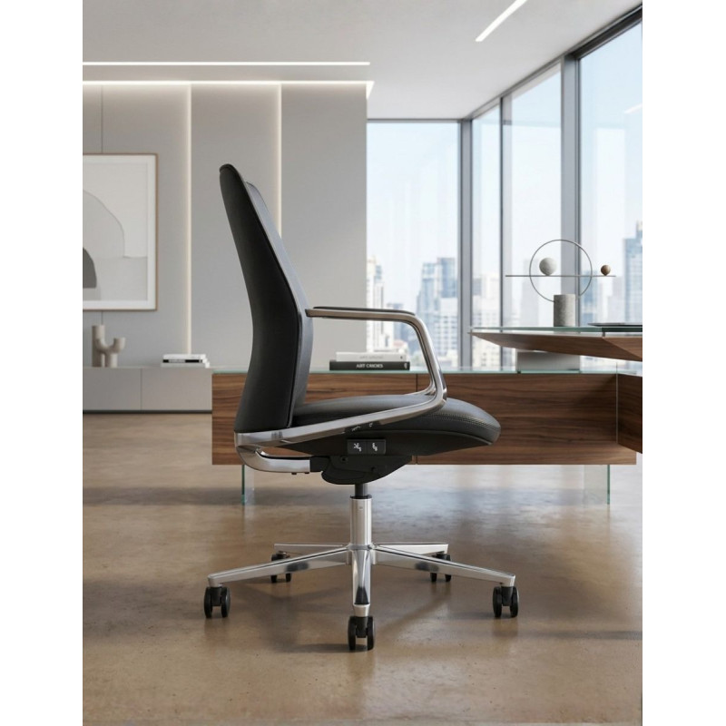 Sillón Dirección Flekon en Piel Negra de Herpesa - Montiel