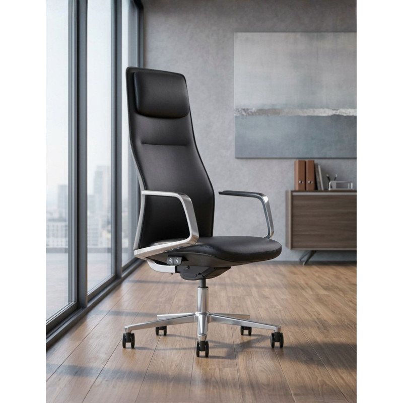 Silla Dirección Piel Negra Flekon de Herpesa