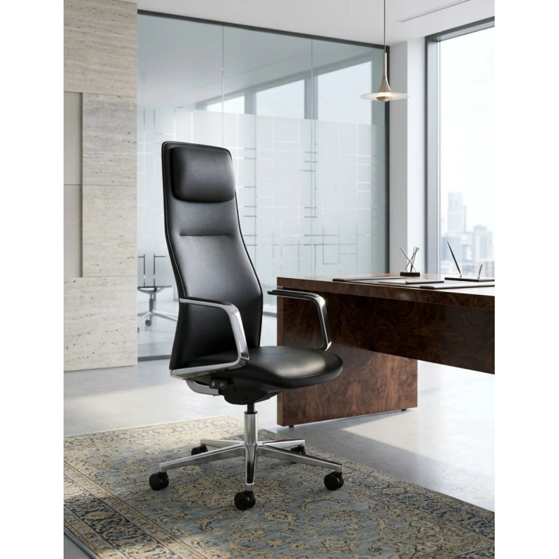 Sillón Dirección Flekon en Piel Negra de Herpesa - Montiel