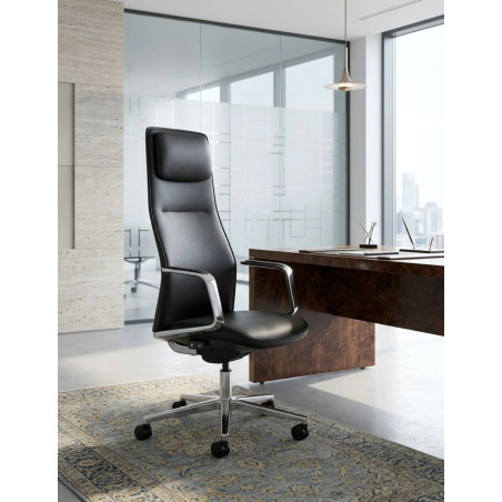 Sillón Dirección Flekon en Piel Negra de Herpesa - Montiel
