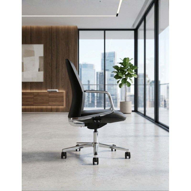 Sillón Dirección Flekon en Piel Negra de Herpesa - Montiel