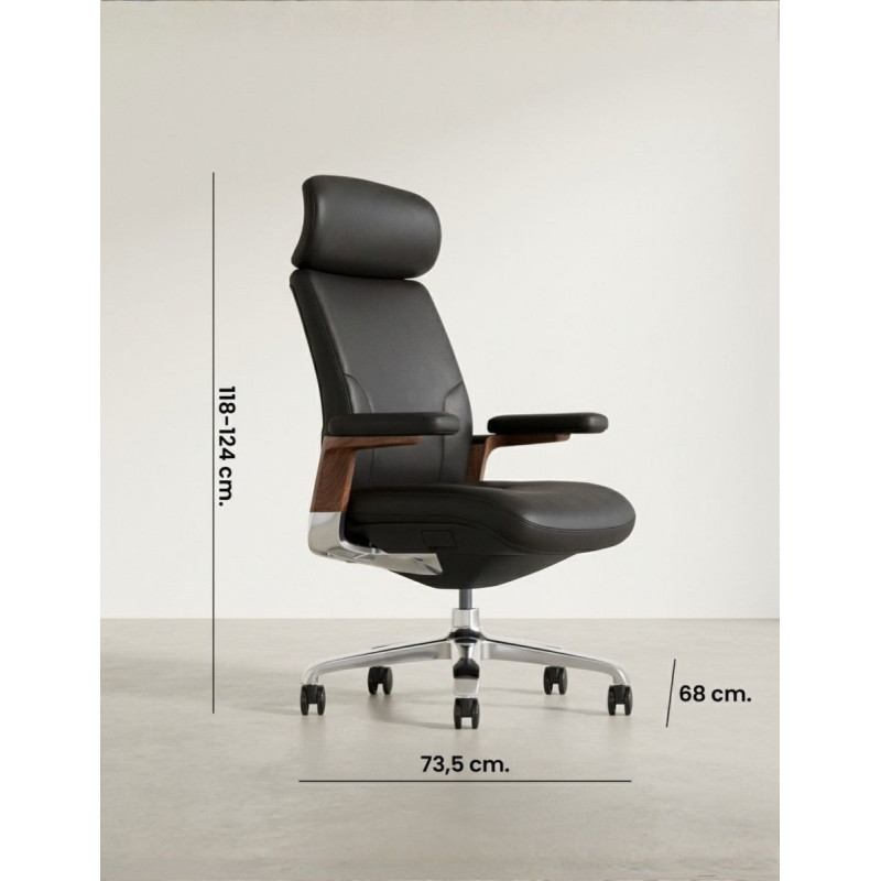 Sillón Dirección Oficina Grand Piel Negra de Herpesa - Montiel