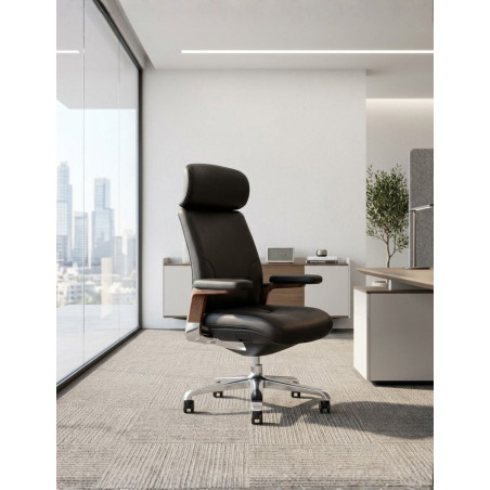 Sillón Dirección Oficina Grand Piel Negra de Herpesa - Montiel
