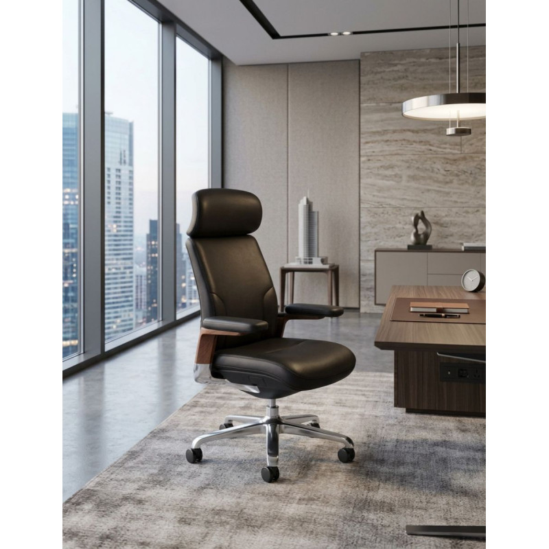 Sillón Dirección Oficina Grand Piel Negra de Herpesa - Montiel