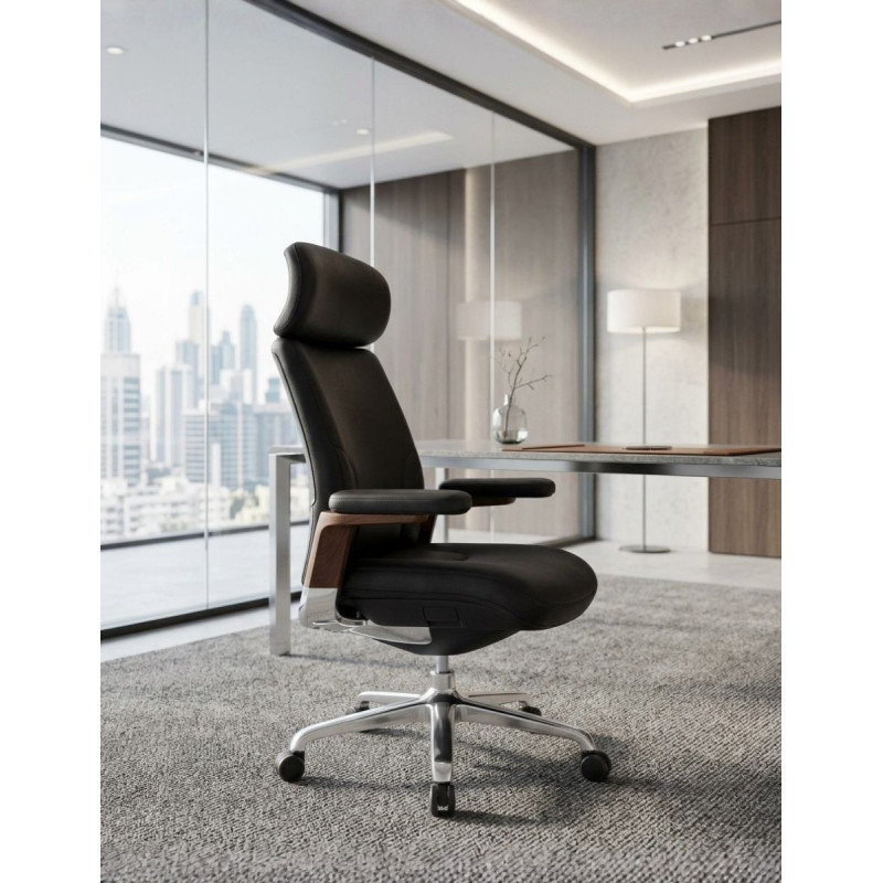 Sillón Dirección Oficina Grand Piel Negra de Herpesa - Montiel