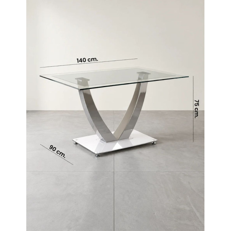 Mesa Comedor de Cristal Dubai 140x90 cm. de Adec - Montiel