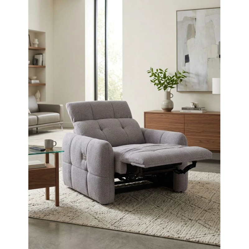Sillón Relax Eléctrico Gustaf Tejido Leo Gris de Adec