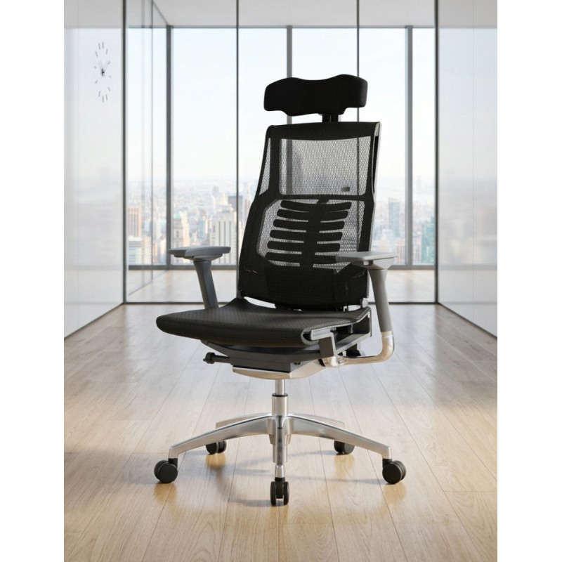 ▷ Silla Ergonómica de Malla Negra Pofit de Herpesa - Montiel
