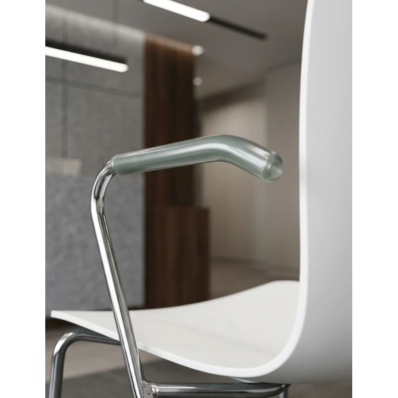 Silla Confidente Carcasa Blanca y Brazos Fijos Catifa de Arper