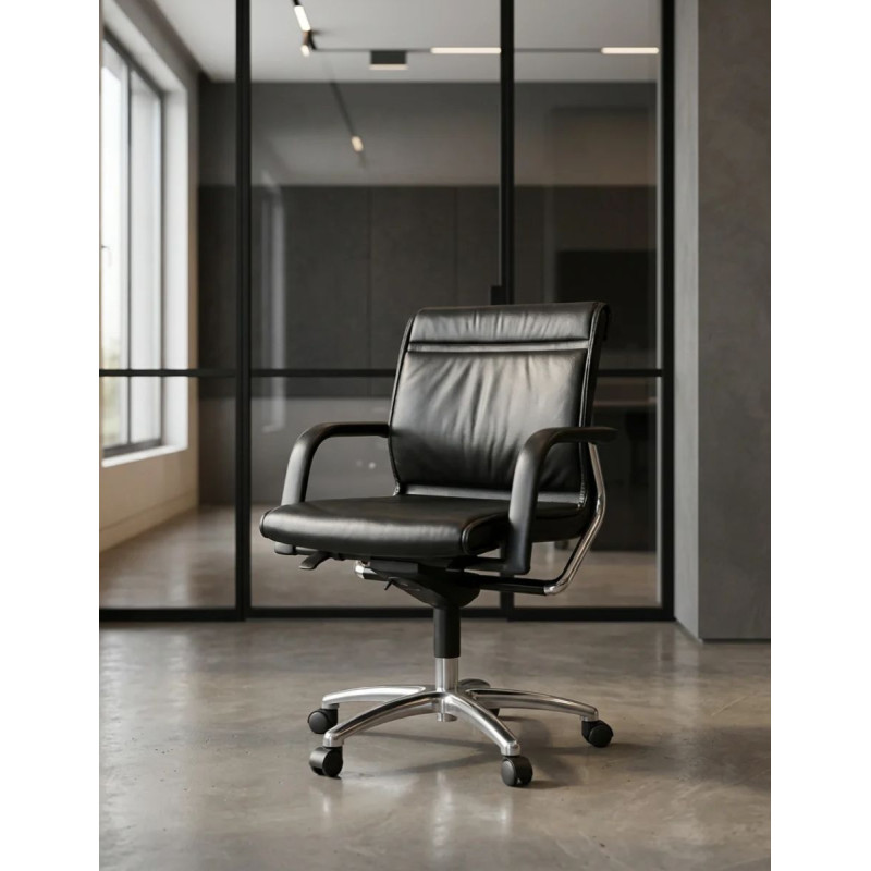 Sillón Piel con Base Cromada de Wilkhahn - Montiel