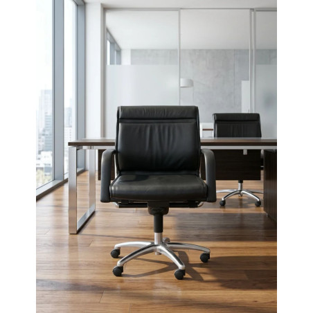 Sillón Piel con Base Cromada de Wilkhahn - Montiel