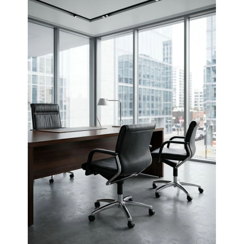 Sillón Piel con Base Cromada de Wilkhahn - Montiel