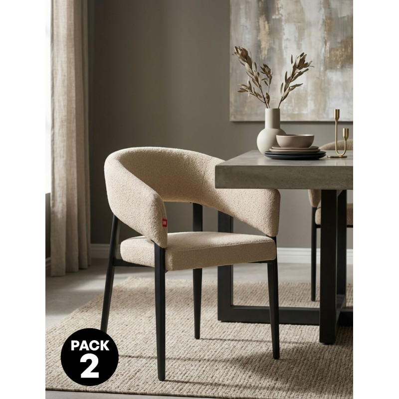 Pack de 2 Sillas Comedor Bruges Beige y Negra - Montiel