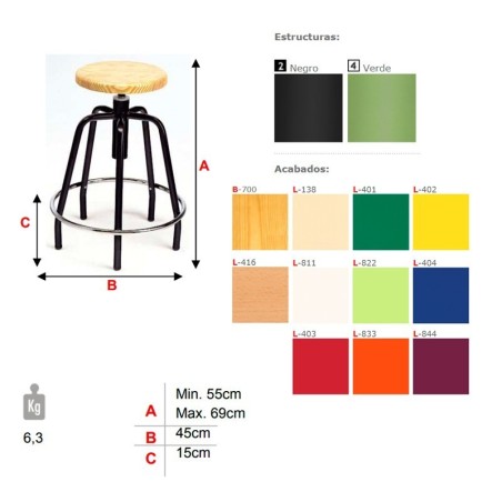 Taburete de Aula Modelo 290 de Tagar
