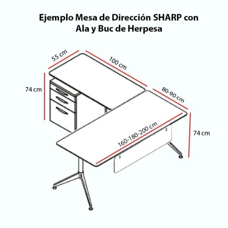 ▷ Mesa Dirección Sharp con Ala y Buc de Herpesa - Oficinas Montiel