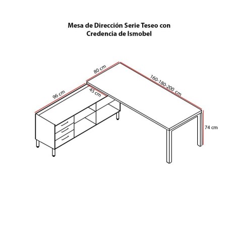 Mesa de Dirección con Credencia Teseo de Ismobel - Montiel