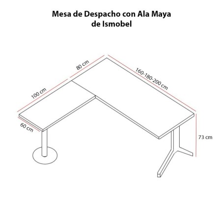 Dimensiones Mesa Dirección Con Ala Maya de Ismobel