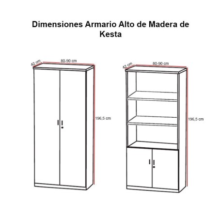 Dimensiones Armario Alto de Madera de Kesta