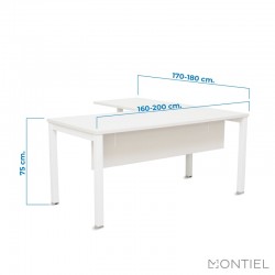Dimensiones Mesa de Dirección Blanca con Ala y faldón de melamina NEW Dimensiones Mesa de Dirección Blanca con Ala y faldón de melamina NEW