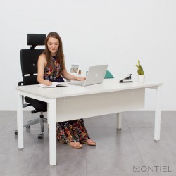 Mesa de Dirección Blanca con Ala y faldón de melamina NEW Mesa de Dirección Blanca con Ala y faldón de melamina NEW