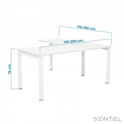 Dimensiones Escritorio en L Blanco Serie New
