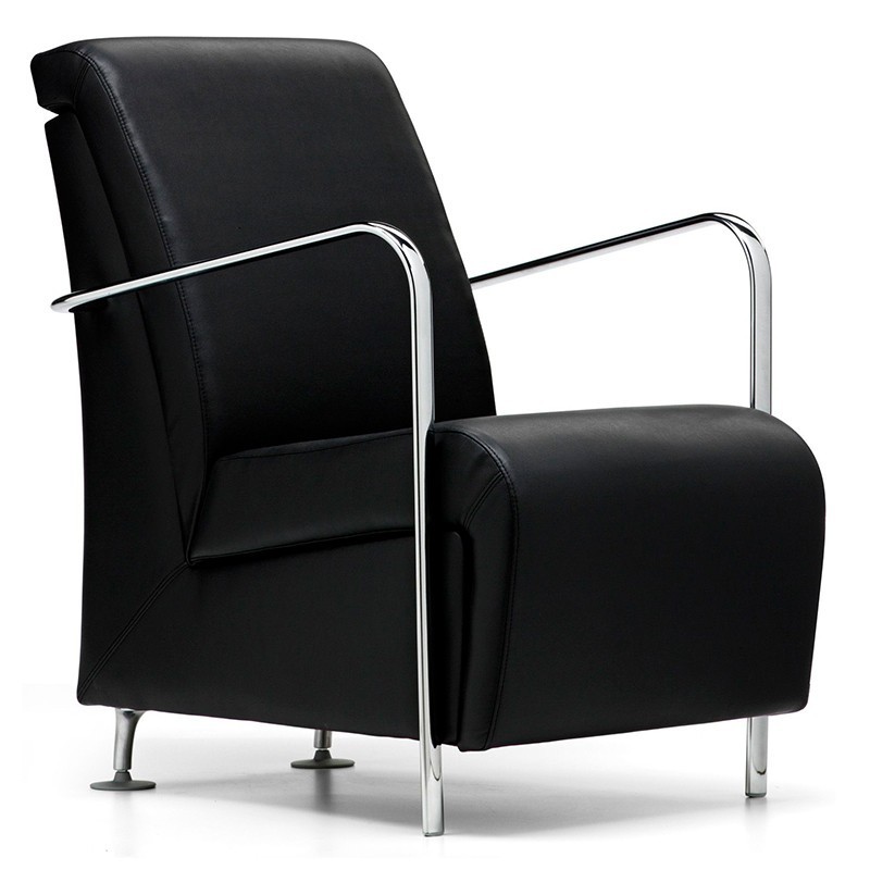 Sillón para Sala de Espera Serie Sevilla Símil Piel Negra