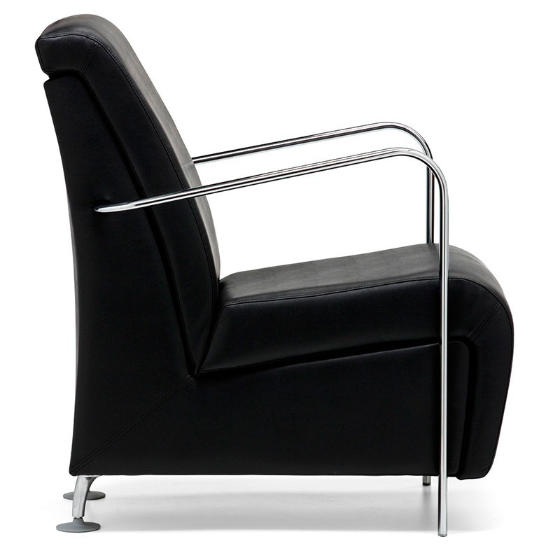 Sillón Negro Símil Piel para Sala de Espera Serie Sevilla