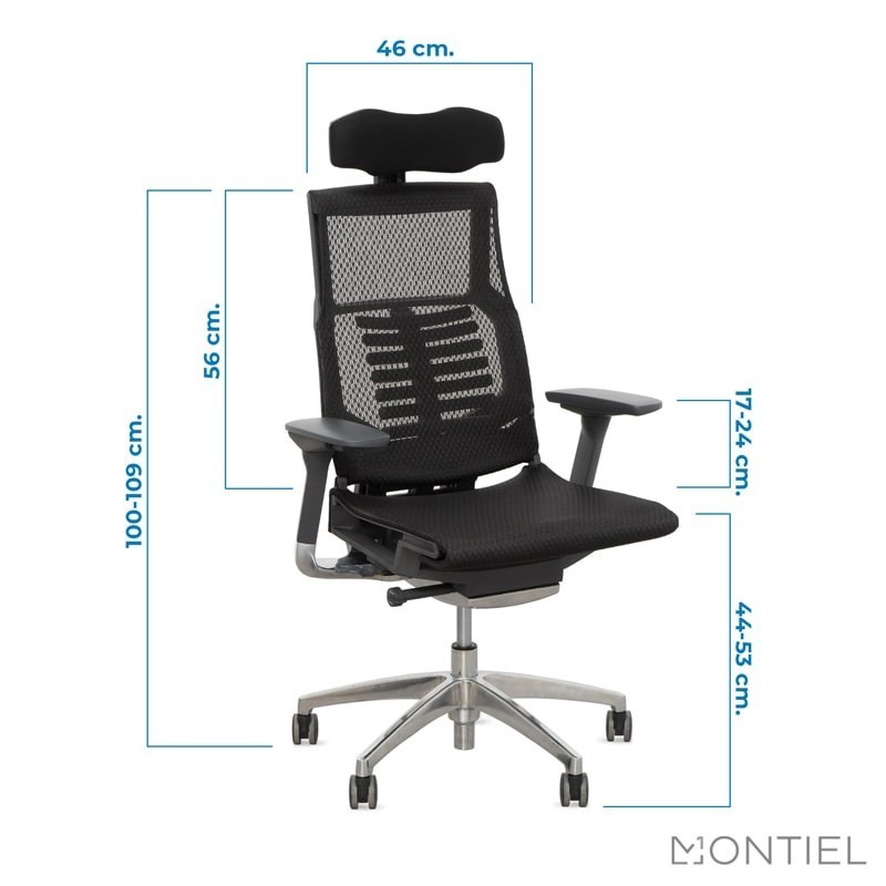 ▷ Silla Ergonómica de Malla Negra Pofit de Herpesa - Montiel