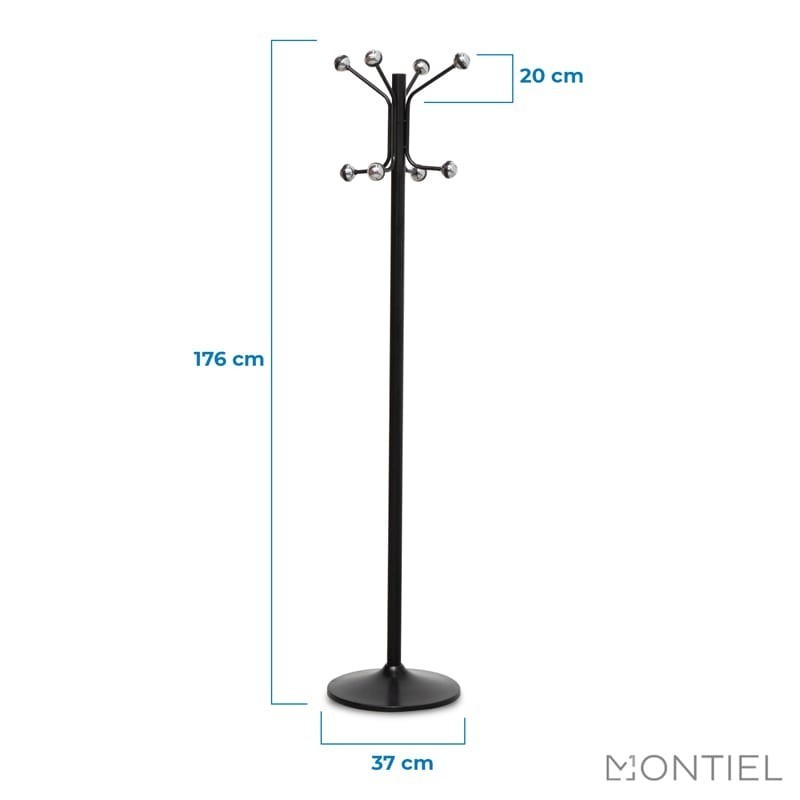 ▷ Perchero de Pie Metálico Negro de Cilindro - Montiel