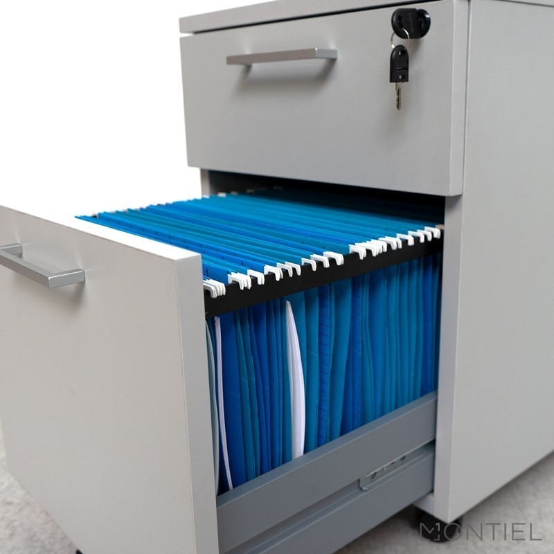 ▷ Cajonera de Oficina Gris con Archivo de Kunna - Muebles Montiel