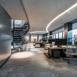 oficina para atraer talento, moderna y con buena iluminacion y mobiliario