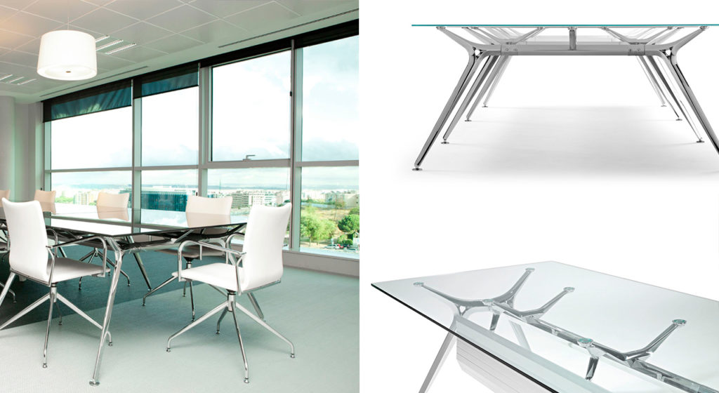 que silla mesa cristal