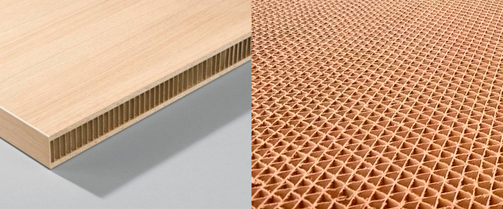 tablero de madera en acabado de cartón alveolar