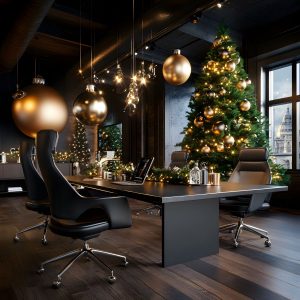 estilo de decoracion navideña minimalista en oficina moderna