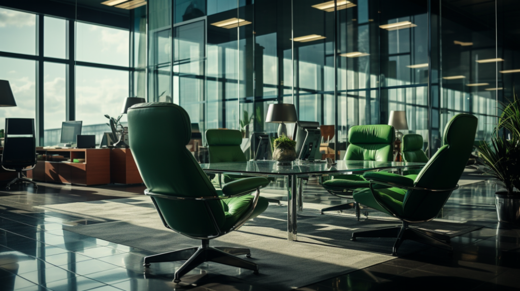 Gama de colores verde en la oficina