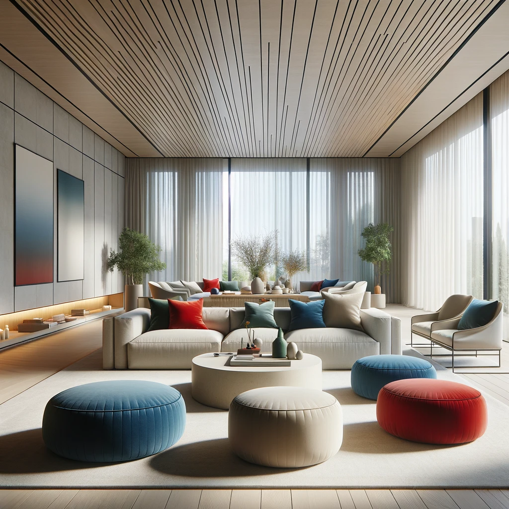 Ideas para decorar salones con puffs