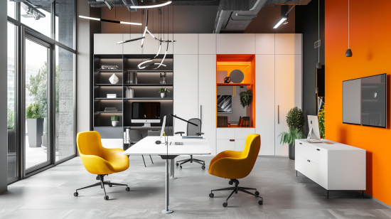 Diseño de oficinas con interiores modernos