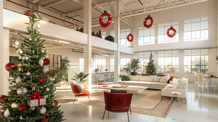 Adornos Navideños para Oficinas con Espacios Abiertos