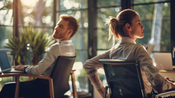 Cómo la postura del torso al sentarse en la oficina afecta la respiración y la fatiga​